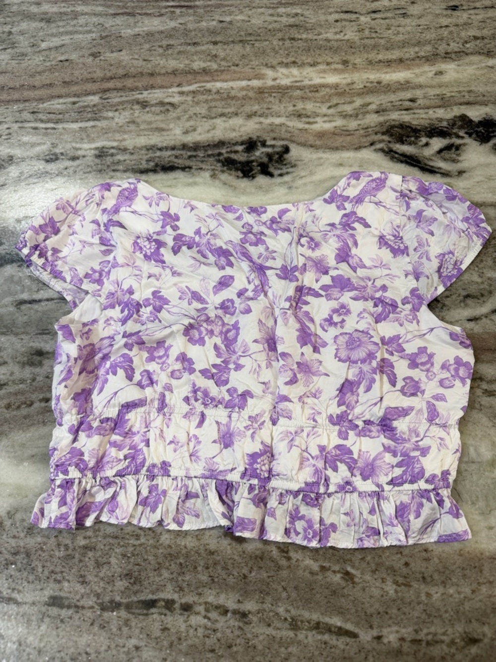 MAJORELLE Lavender Floral Tie-Front Cropped Top - Picture 6 of 6